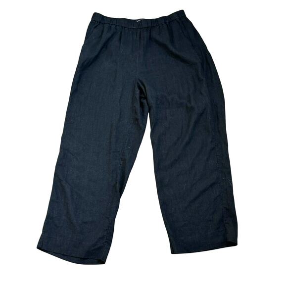 BANANA REPUBLIC Women's Large Black Linen‎ Long Wide Straight Leg Beachy Pants - Picture 1 of 10